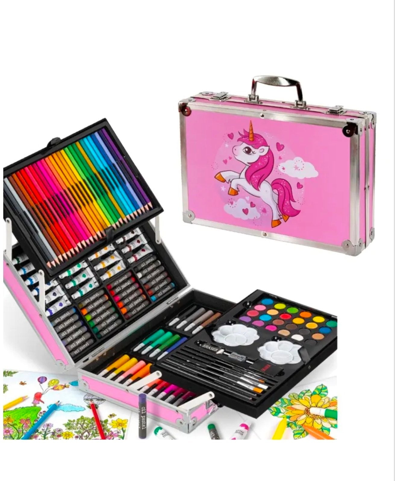 Комплект за рисуване и оцветяване на две нива в куфарче