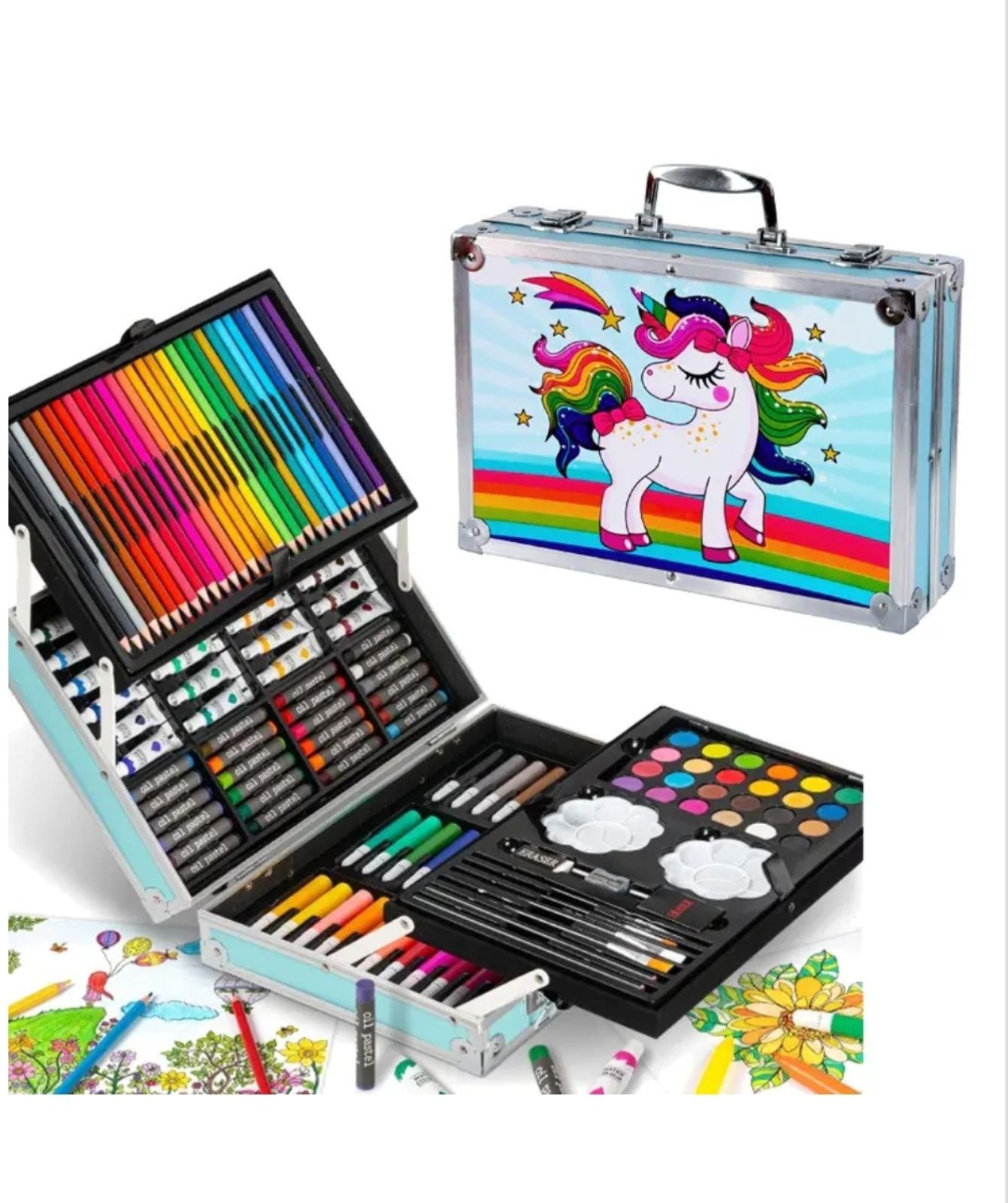 Комплект за рисуване и оцветяване на две нива в куфарче