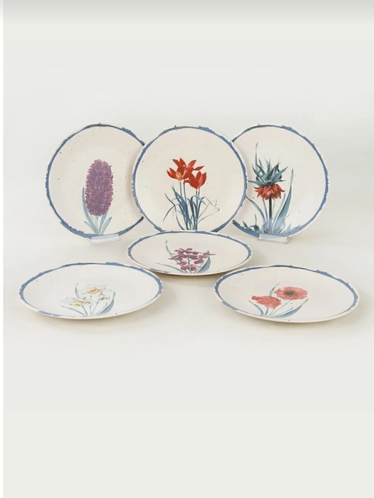Сет от 6 бр чиний с анадолски дизайн "Цветя със син ринг"
