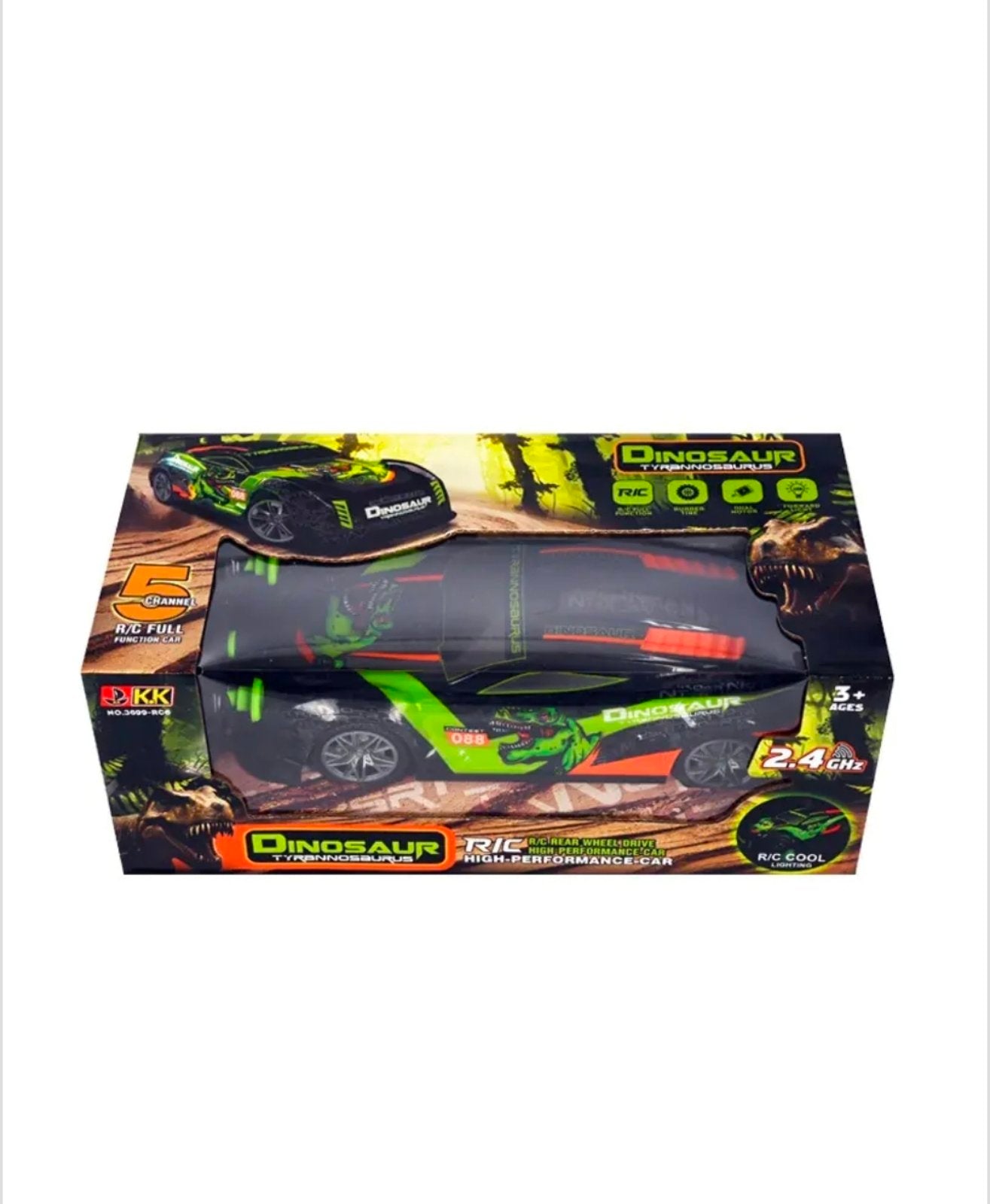 Спортна кола 1:16 "Динозавър" с РК и светлини (на батерии) Зелен