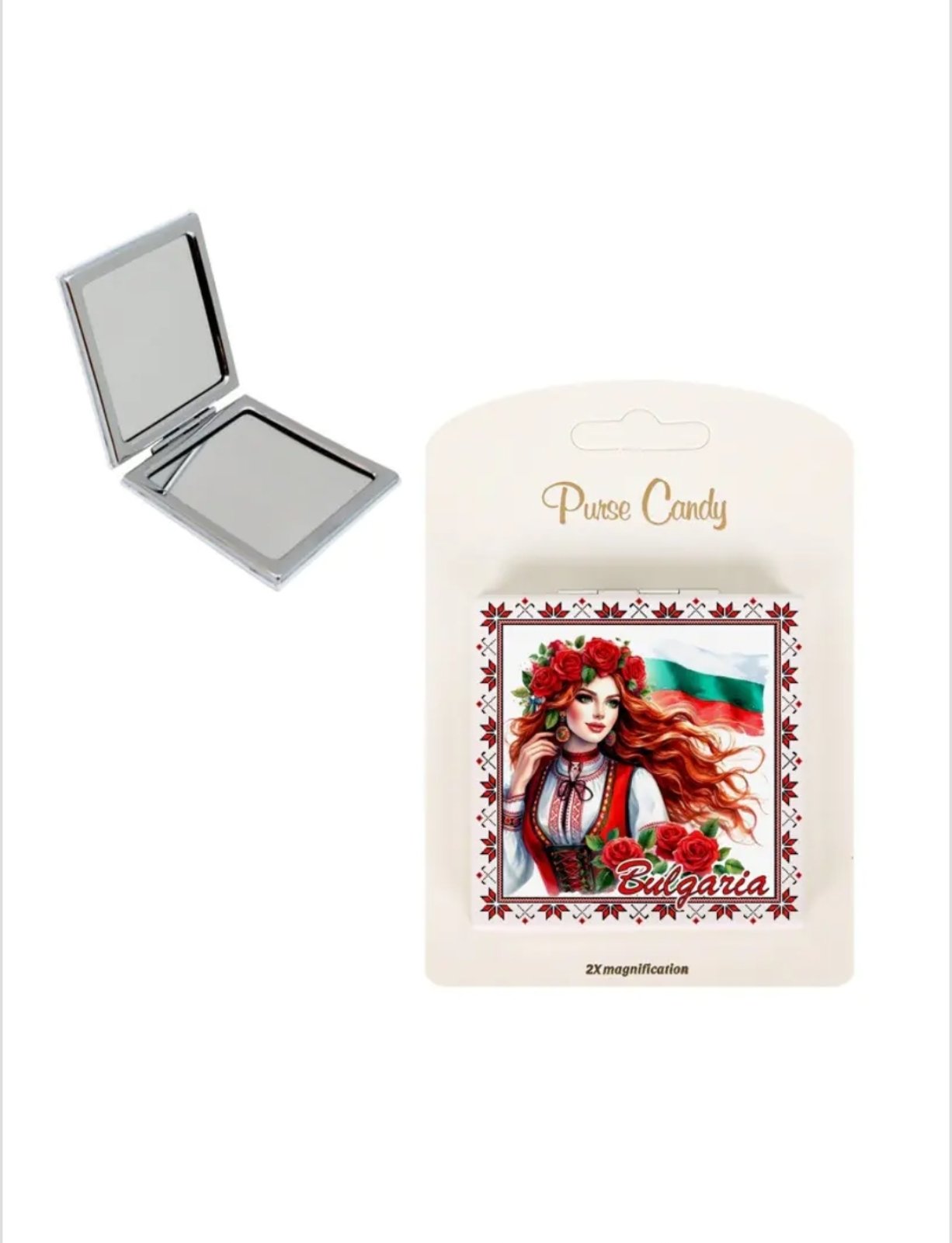 Джобно огледало "България" с две стъкла (нормално и увеличено)