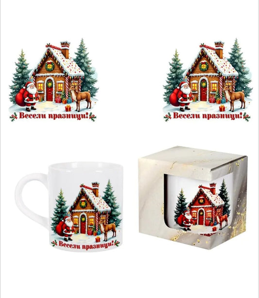 Коледна чаша "Джинджифилова къщичка" (керамика)