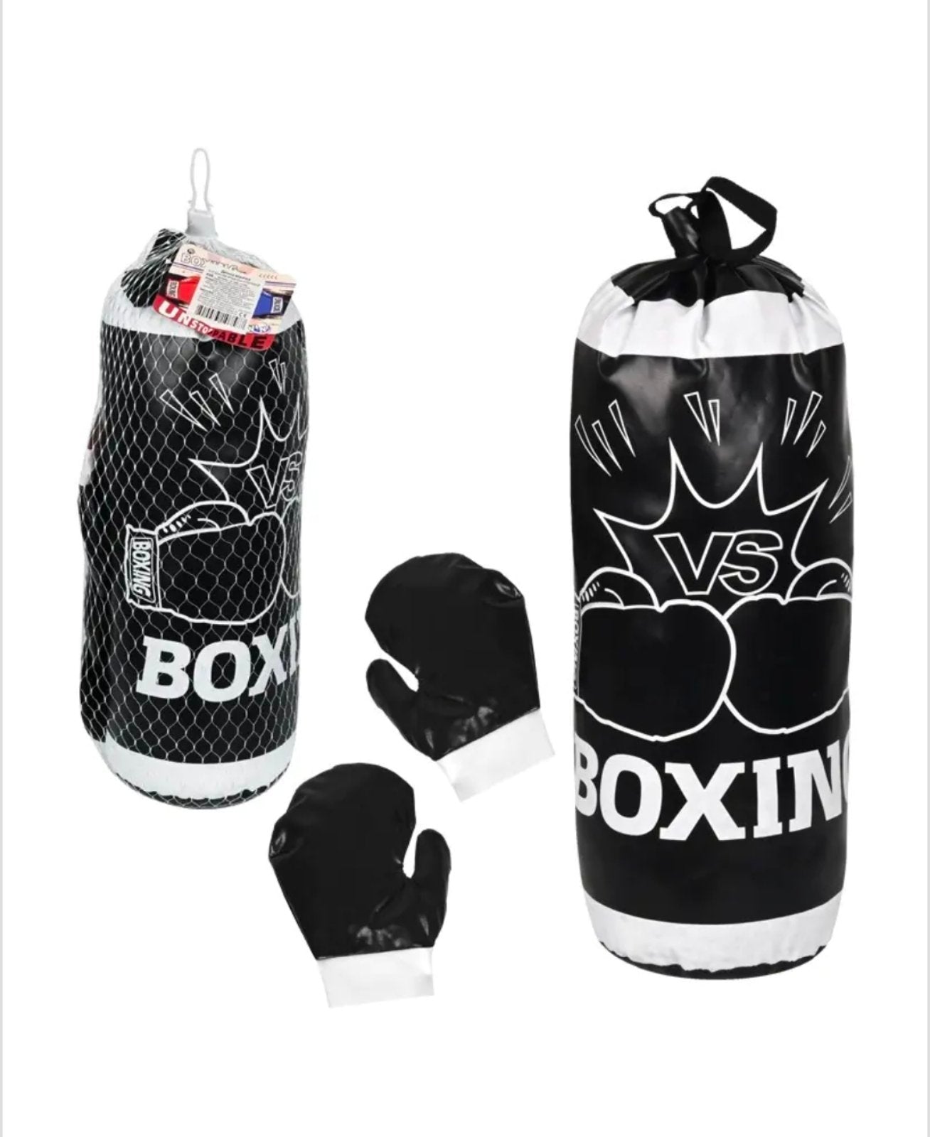 Боксова круша с ръкавици (черна)