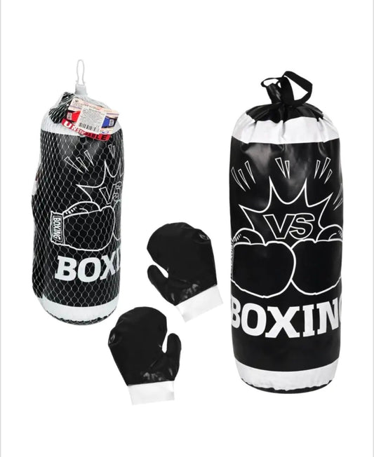 Боксова круша с ръкавици (черна)
