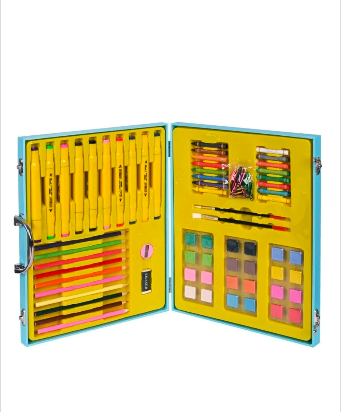 Комплект за рисуване и оцветяване в синьо куфарче, подходящ за момче/момиче