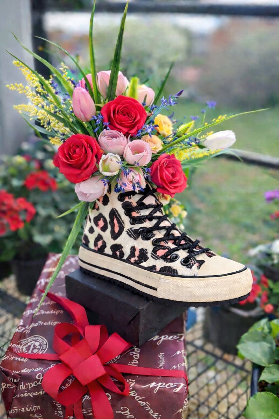 Аранжировката е с реални размери на обувката