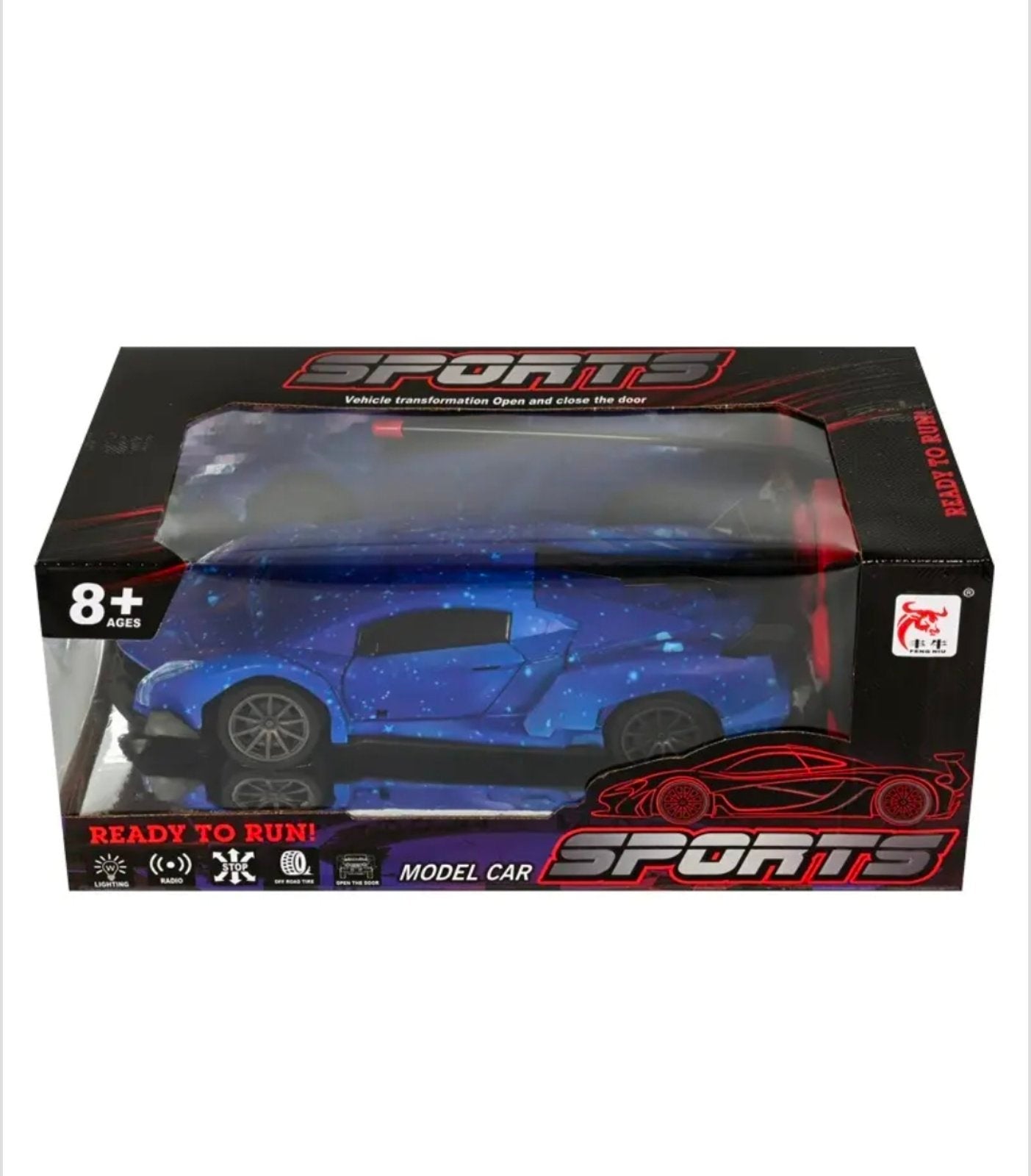 Спортна кола с РК и 3D светлини (на батерии) Син